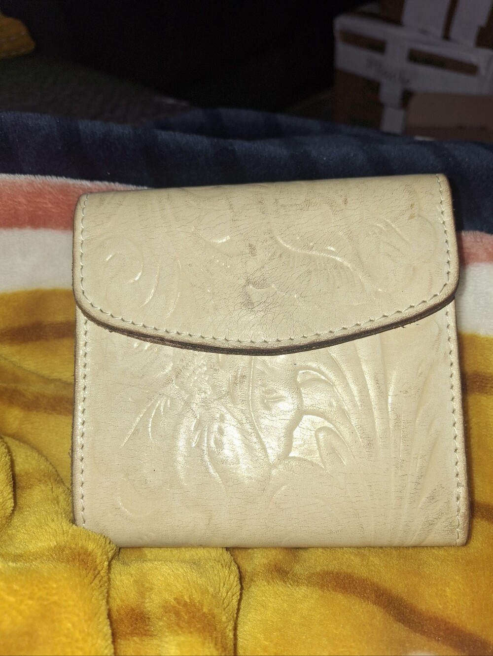 PATRICIA NASH Classic Embossed Cream Leather Wallet - Women